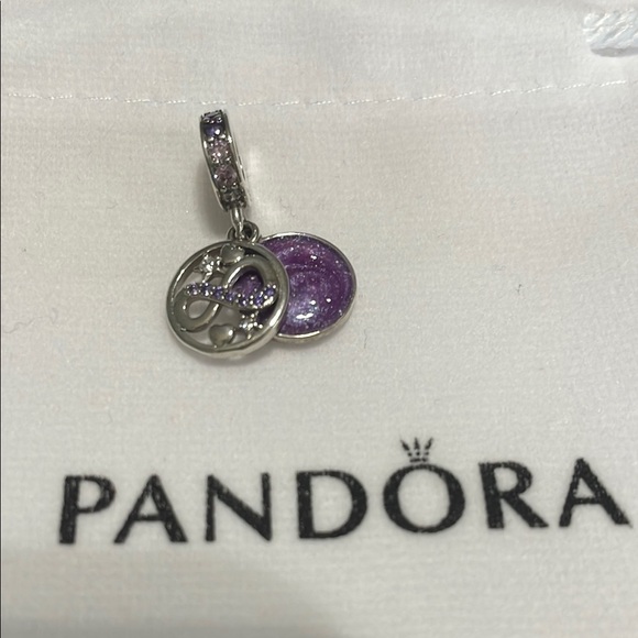Pandora Silver and Purple CZ Infinity Charm - Picture 2 of 5